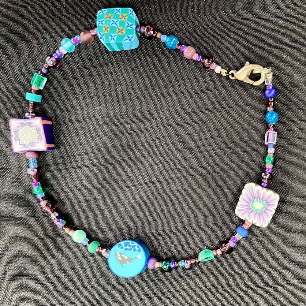 ARTIST MADE BRACELET WITH POLYMER CLAY CANED BEADS - Picture 4 of 4